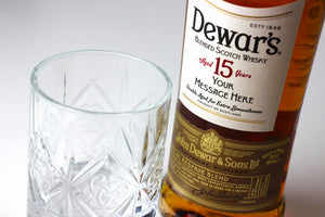Dewar's 15 Year Old Blended Scotch Whisky 70cl/700ml with Personalised Label, with Dewar's Rocks Glass, 40% ABV