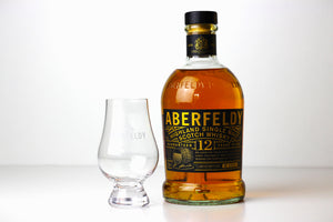 Aberfeldy 12 Year Old Single Malt Scotch Whisky 70cl/700ml with Personalised Engraved Message, with branded 'Glencairn' Whisky Tasting Glass